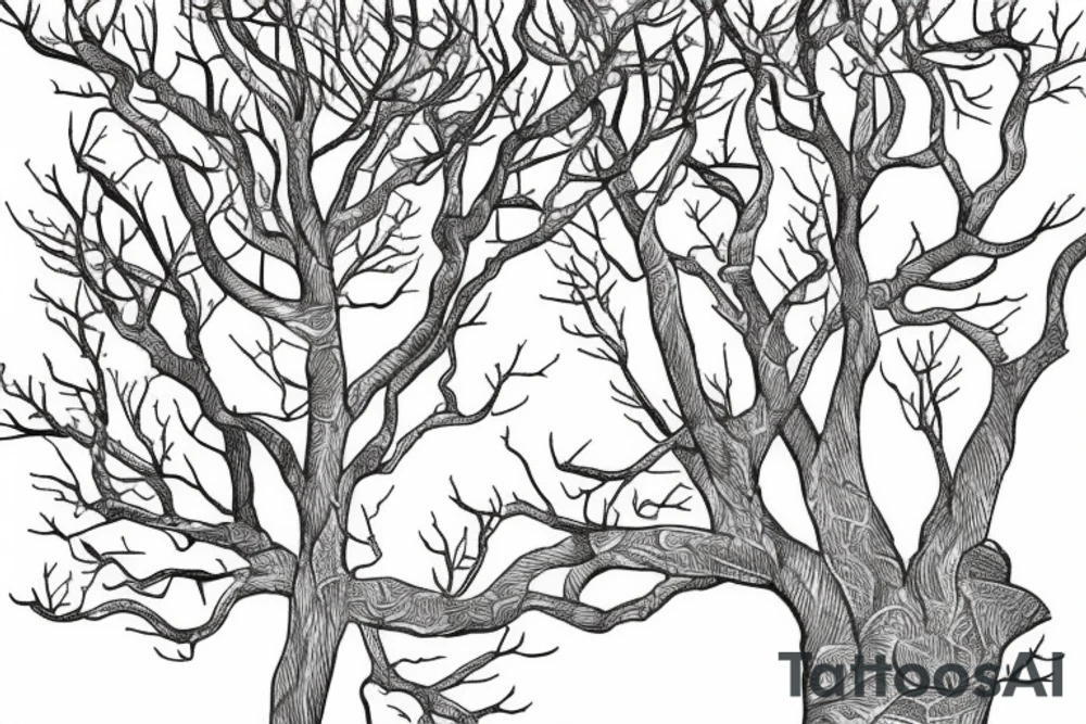 An apple tree during winter tattoo idea
