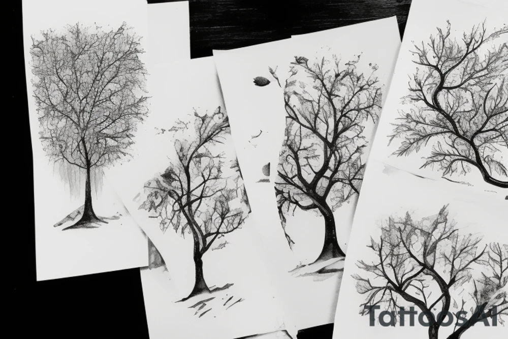 An apple tree during winter tattoo idea