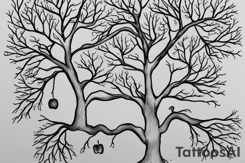 An apple tree during winter tattoo idea