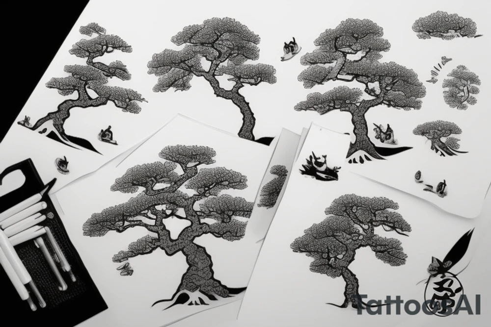An apple tree silhouette tattoo idea
