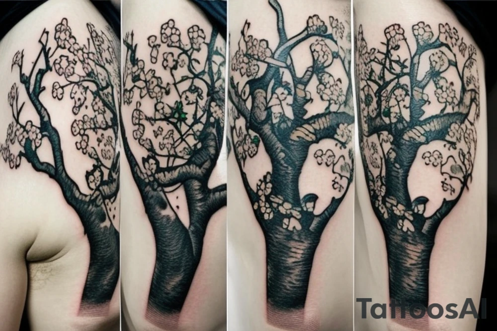 An apple tree silhouette tattoo idea