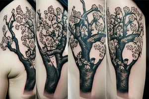 An apple tree silhouette tattoo idea