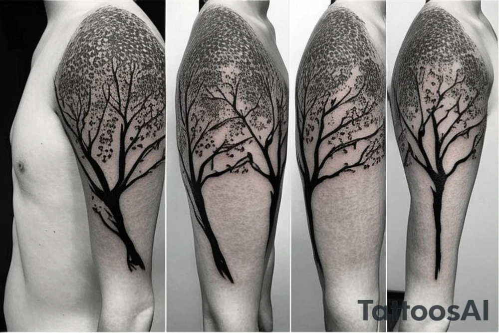 An apple tree silhouette tattoo idea