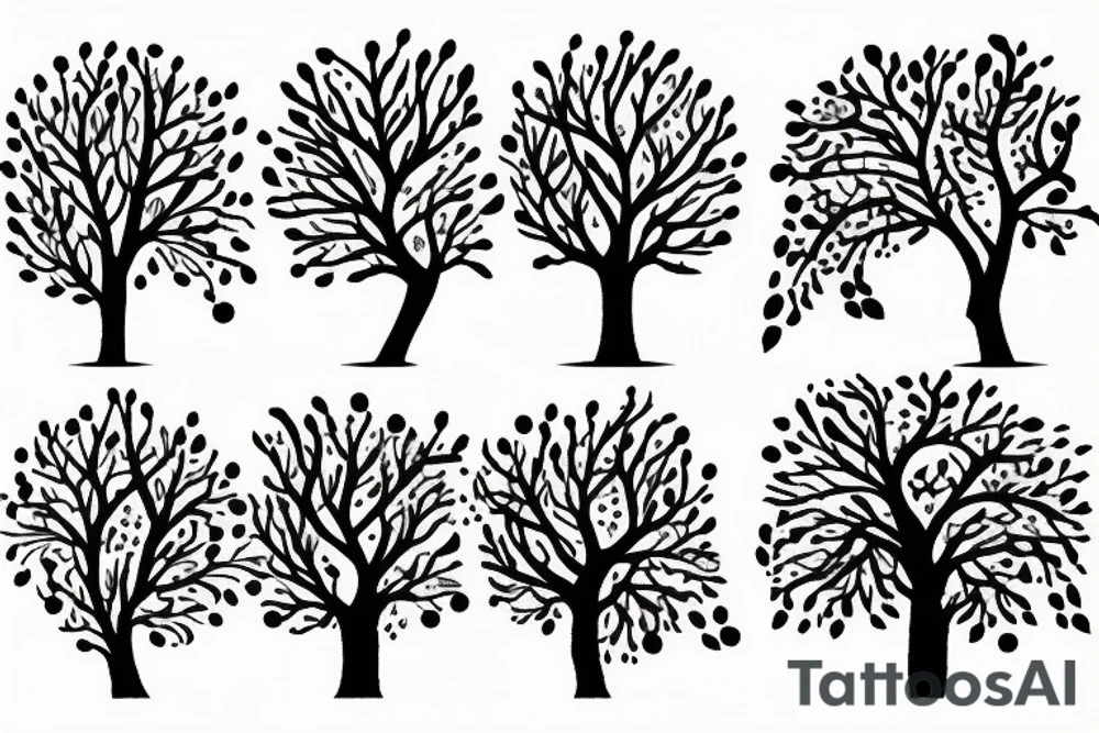 An apple tree silhouette tattoo idea