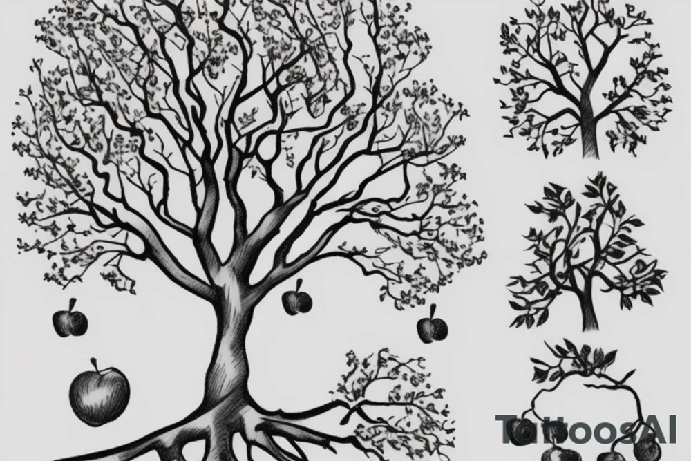 An apple tree silhouette tattoo idea
