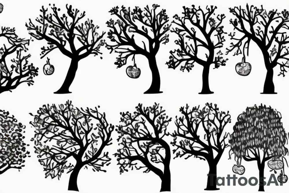 An apple tree silhouette tattoo idea