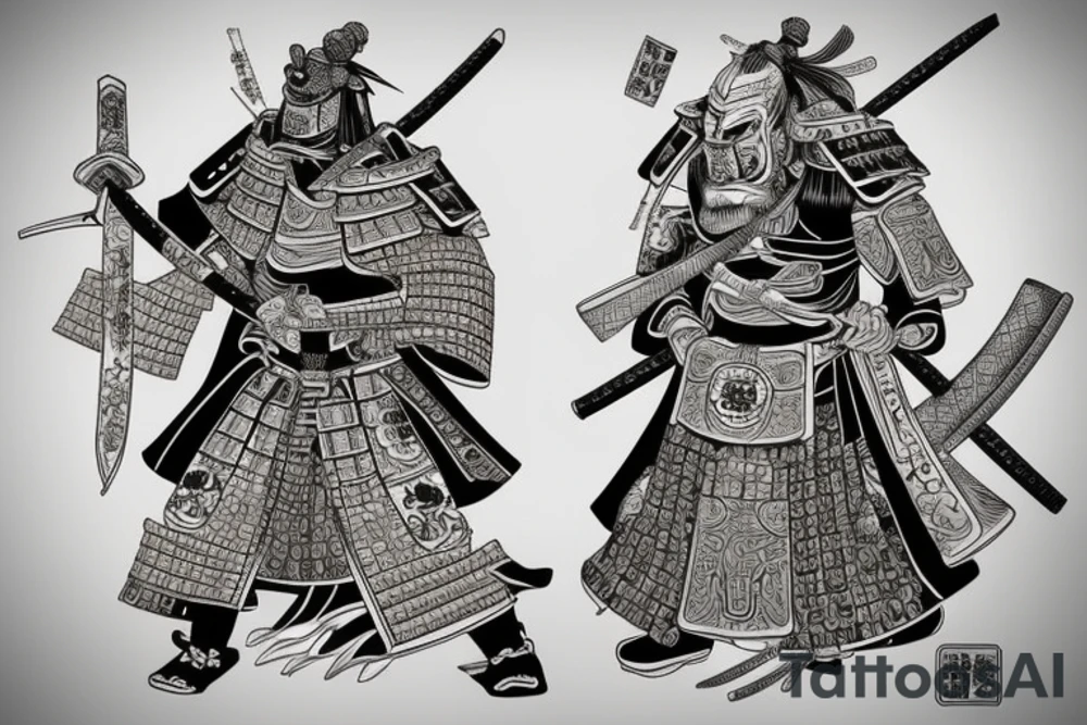 A samurai in full ceremonial armour tattoo idea