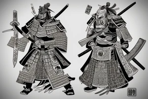 A samurai in full ceremonial armour tattoo idea