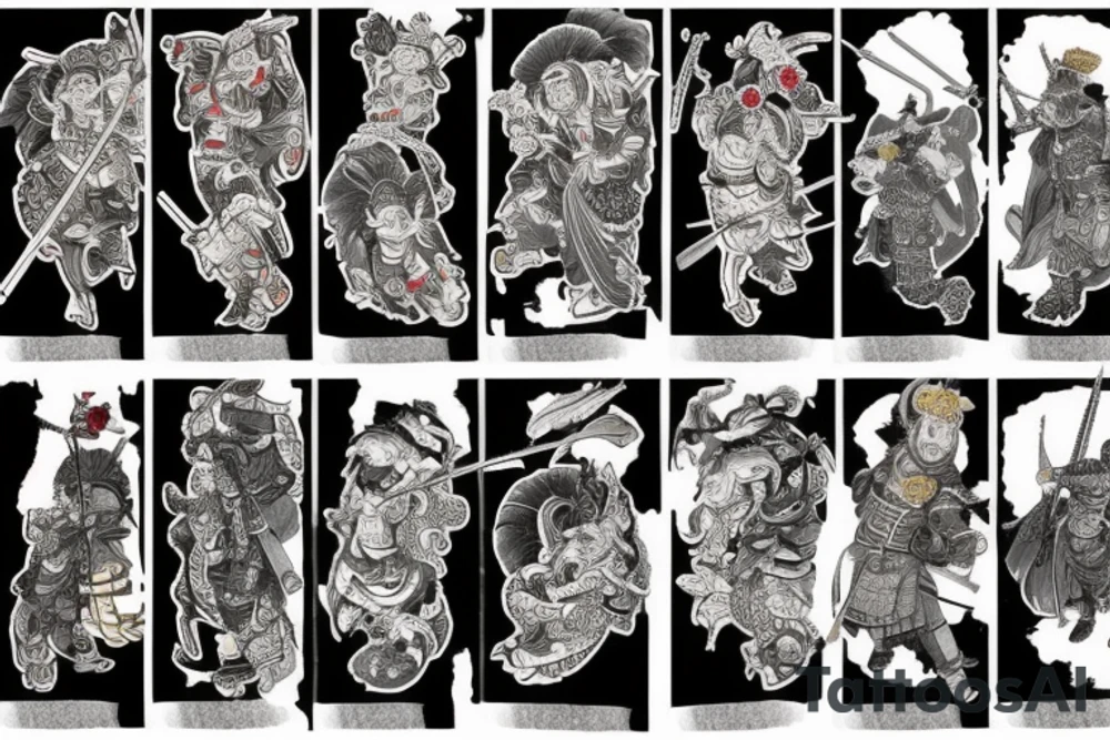 A samurai in full ceremonial armour tattoo idea