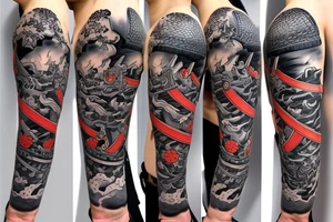 A samurai in full ceremonial armour tattoo idea