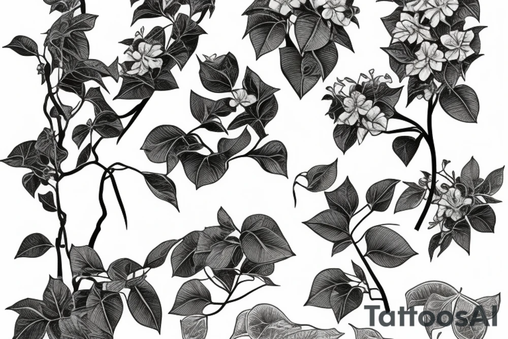 Bougainvillea, a book, a cocktail glass tattoo idea