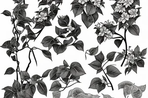 Bougainvillea, a book, a cocktail glass tattoo idea