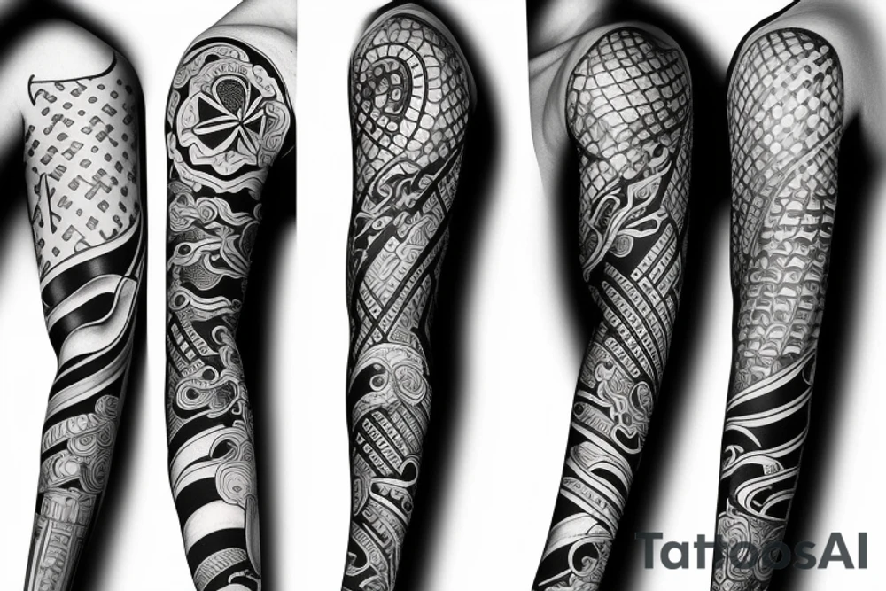 Japanese style upper arm sleeve tattoo idea