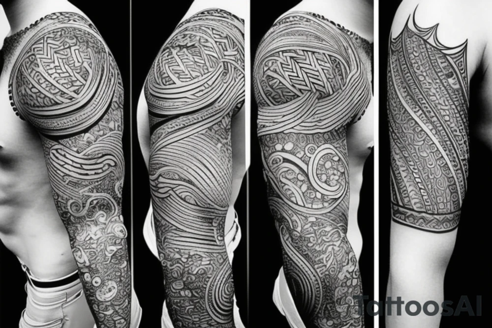 Japanese style upper arm sleeve tattoo idea