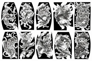 Japanese style upper arm sleeve tattoo idea