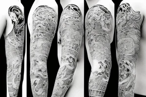 Japanese style upper arm sleeve tattoo idea