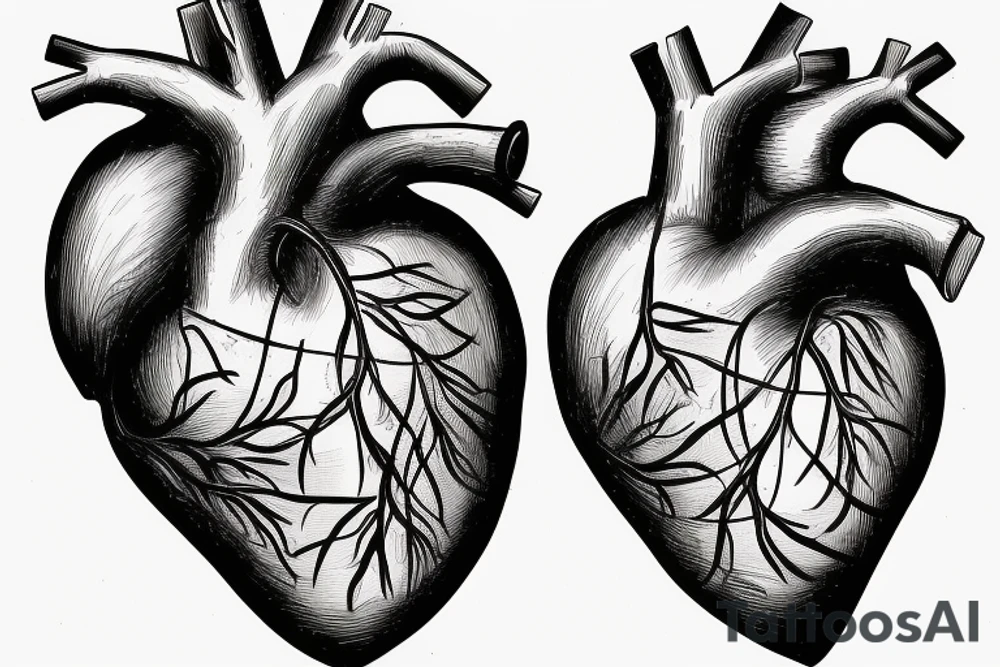 an anatomical heart in a bird cage tattoo idea