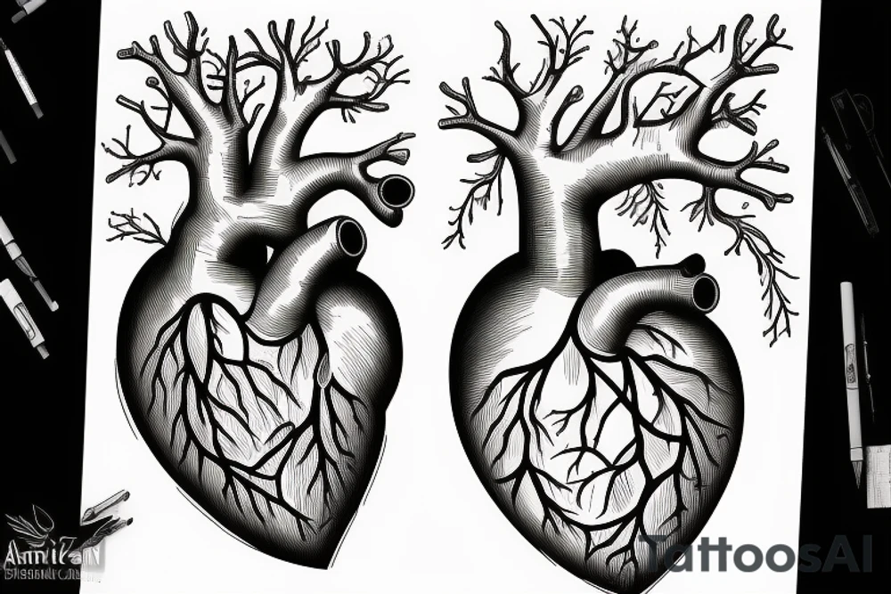 an anatomical heart inside of a bird cage tattoo idea