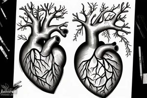 an anatomical heart inside of a bird cage tattoo idea