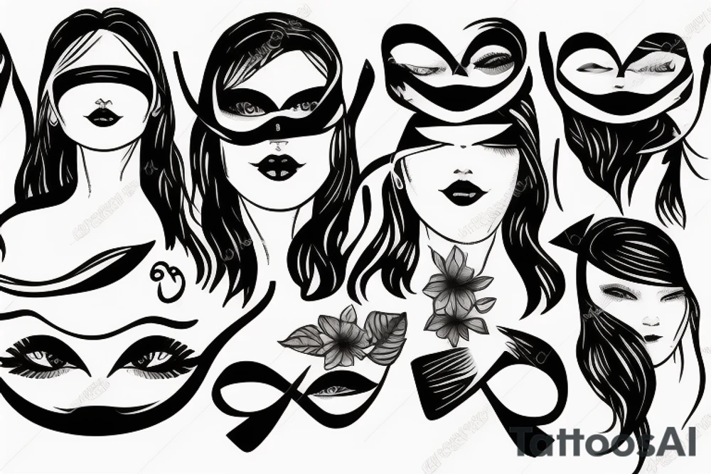woman's face with a blindfold tattoo idea