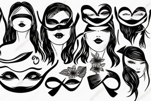 woman's face with a blindfold tattoo idea