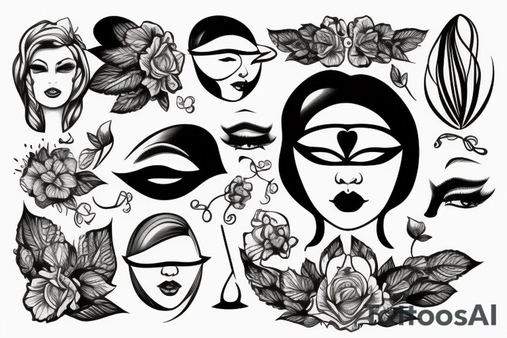 woman's face with a blindfold tattoo idea