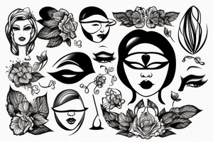 woman's face with a blindfold tattoo idea