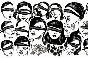 woman's face with a blindfold tattoo idea
