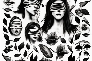 blindfolded woman tattoo idea