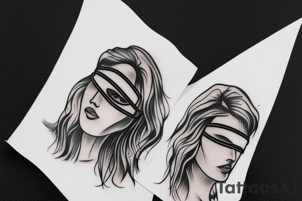 blindfolded woman tattoo idea