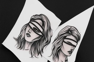 blindfolded woman tattoo idea