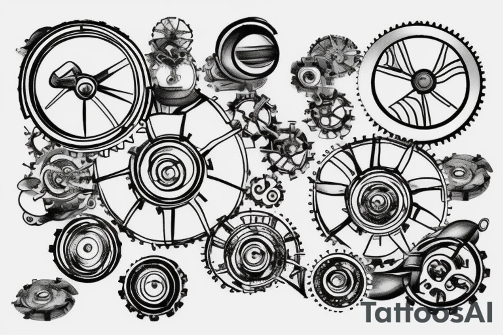Earth in the shape of a cogwheel tattoo idea
