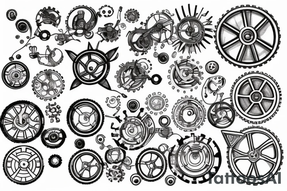 Earth in the shape of a cogwheel tattoo idea