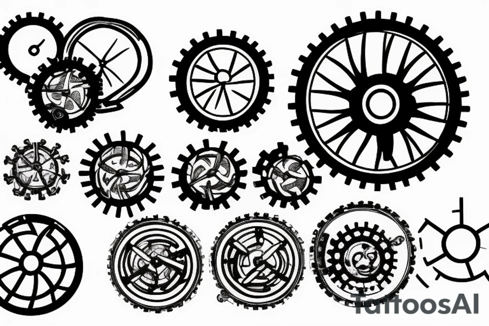 Earth in the shape of a cogwheel tattoo idea