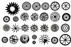 Earth in the shape of a cogwheel tattoo idea