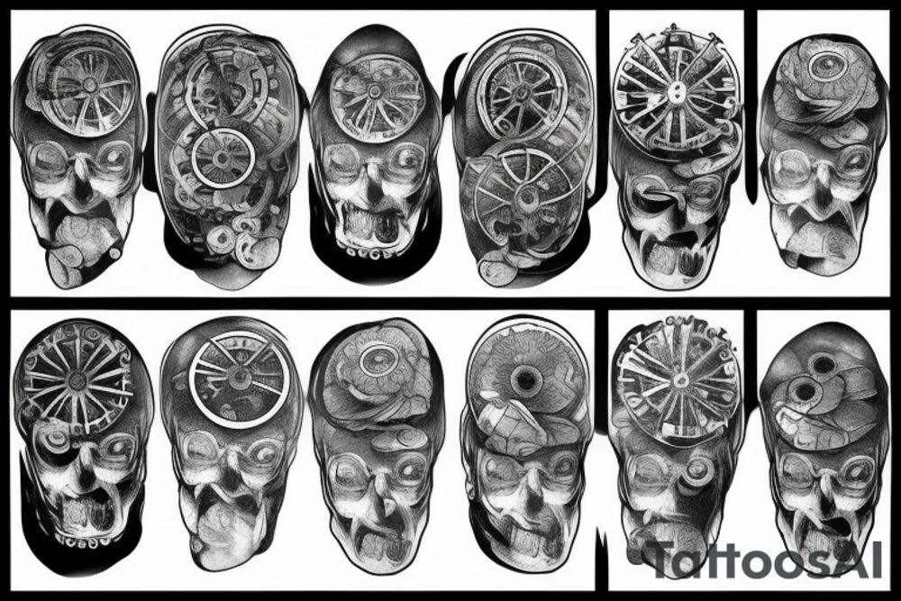 Earth in the shape of a cogwheel tattoo idea