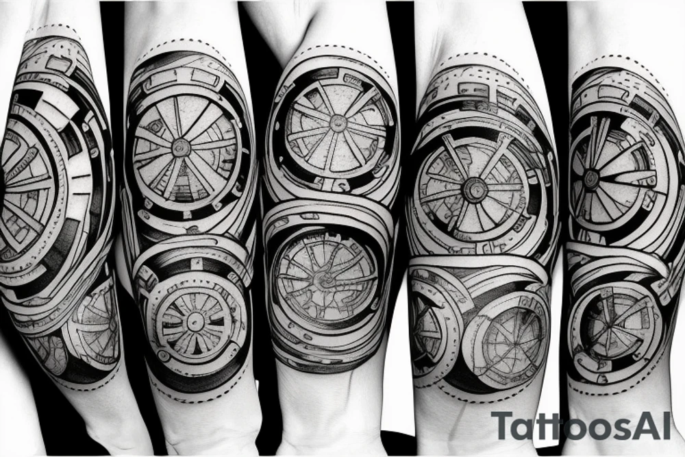 Earth in the shape of a cogwheel tattoo idea