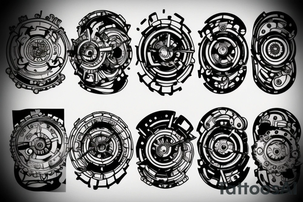 Earth in the shape of a cogwheel tattoo idea