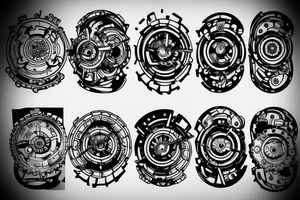 Earth in the shape of a cogwheel tattoo idea