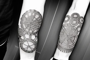 Earth in the shape of a cogwheel tattoo idea