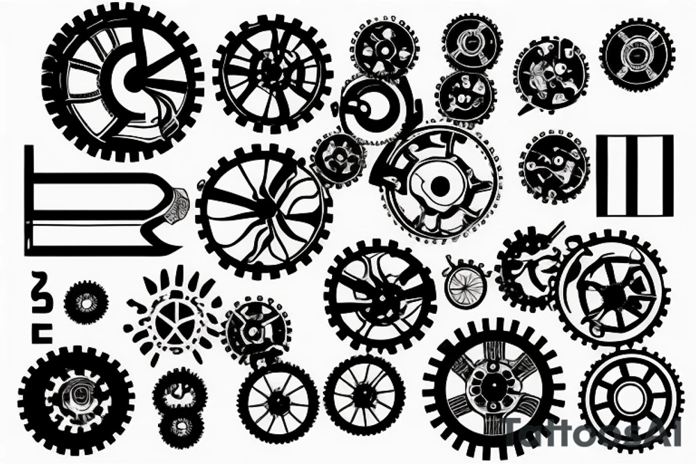 Earth in the shape of a cogwheel tattoo idea