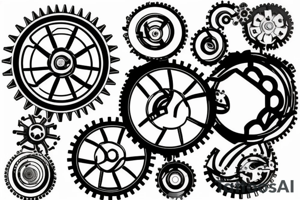Earth in the shape of a cogwheel tattoo idea
