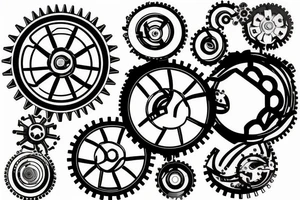 Earth in the shape of a cogwheel tattoo idea