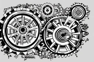 Planet in the shape of a cogwheel tattoo idea