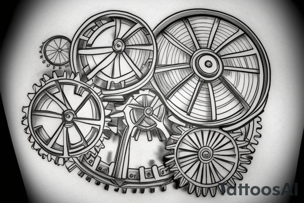 Planet in the shape of a cogwheel tattoo idea