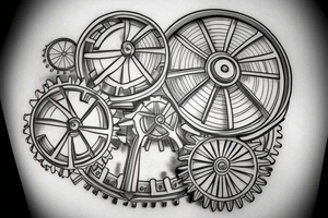 Planet in the shape of a cogwheel tattoo idea