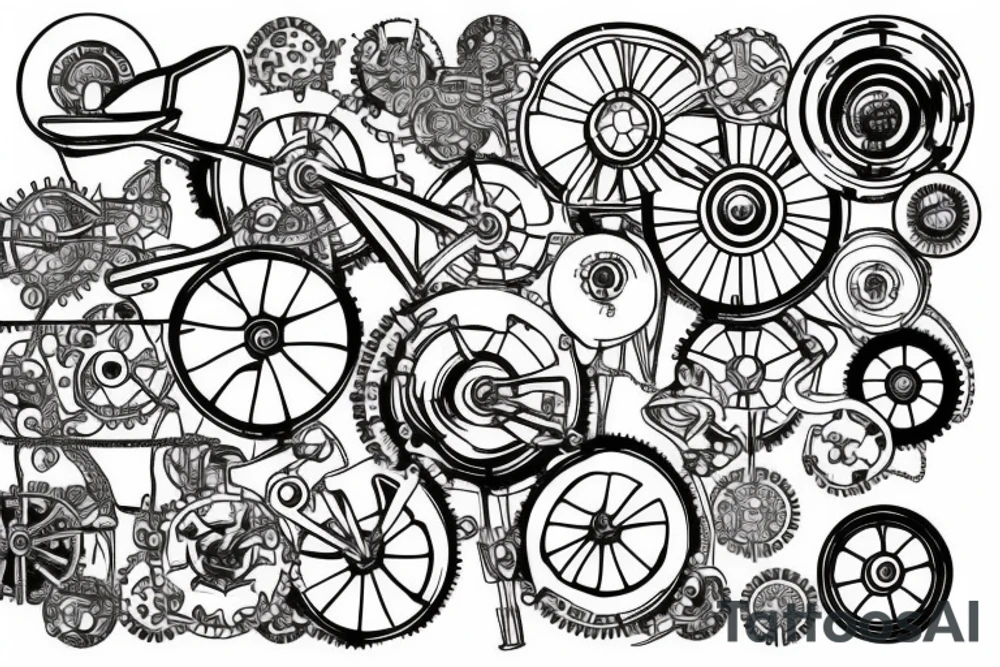 Planet in the shape of a cogwheel tattoo idea