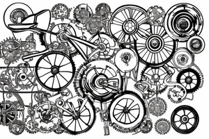 Planet in the shape of a cogwheel tattoo idea