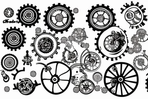 Planet in the shape of a cogwheel tattoo idea