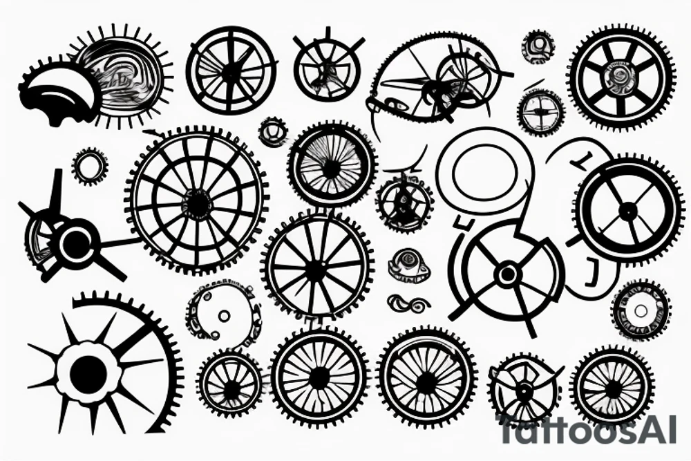 Planet in the shape of a cogwheel tattoo idea
